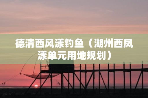 德清西风漾钓鱼（湖州西凤漾单元用地规划）