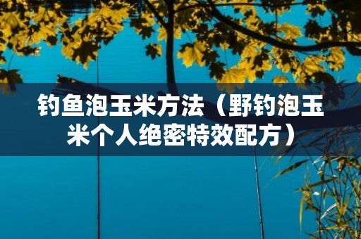钓鱼泡玉米方法（野钓泡玉米个人绝密特效配方）