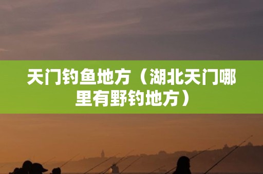 天门钓鱼地方（湖北天门哪里有野钓地方）