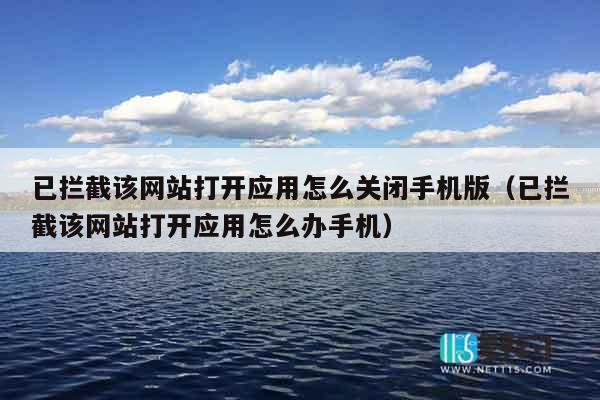 已拦截该网站打开应用怎么关闭手机版（已拦截该网站打开应用怎么办手机）